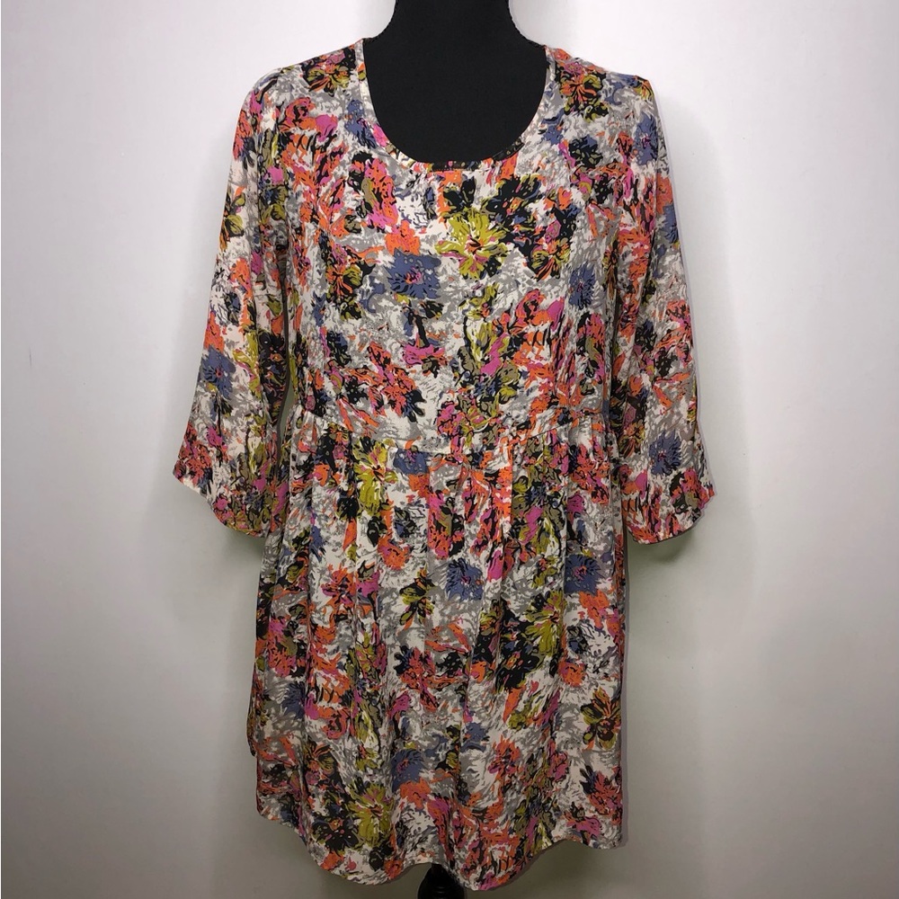 Happening in the Present Orange Pink Floral Blouse